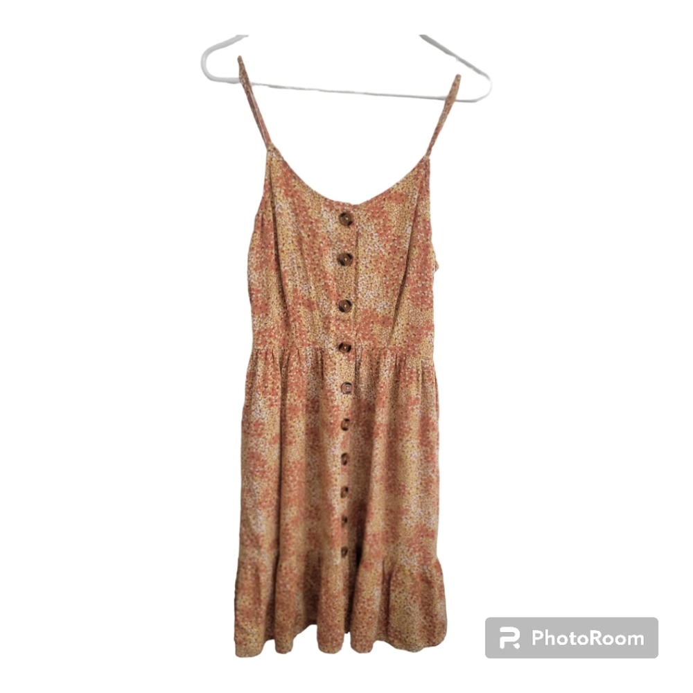 JAPNA adjustable spaghetti strap, button down mini dress/sundress in Med…